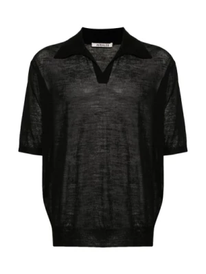 Czarna Mélange Polo T-shirt Auralee