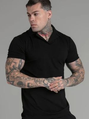 SikSilk Męska Czarna Elegancka Polo z Kołnierzykiem