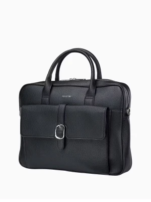 Czarna męska torba na laptopa 14 cali z dopinanym paskiem Puccini