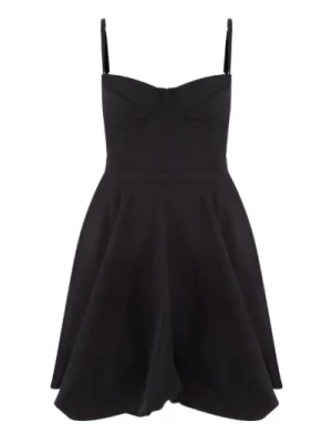 Czarna mini sukienka bez ramiączek z balonową spódnicą Del Core