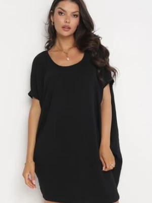 Czarna Mini Sukienka z Krótkim Rękawem o Fasonie Nietoperza Kharson new collection