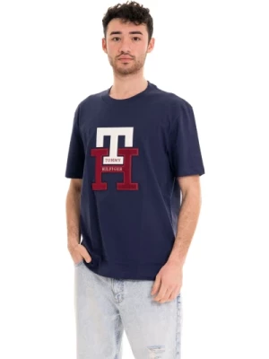 Czarna Monogramowa Koszulka Tommy Hilfiger