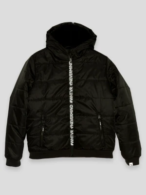 Czarna ocieplana kurtka z kapturem Reporter