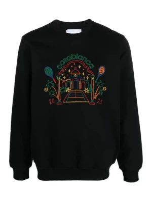Czarna organiczna bawełniana bluza z nadrukiem Rainbow Crayon Temple Casablanca