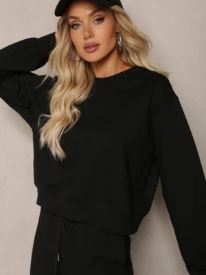 Czarna Oversize Bluza z Bawełny o Krótkim Fasonie Sibolla by swan
