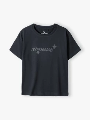 Czarna oversizowa koszulka dziewczęca - Dream Lincoln & Sharks by 5.10.15.