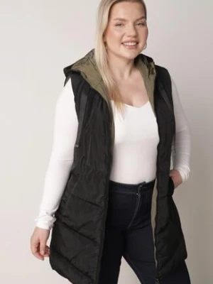 Czarna Pikowana Kamizelka Dwustronna z Kapturem i Troczkami Nevetiani swest