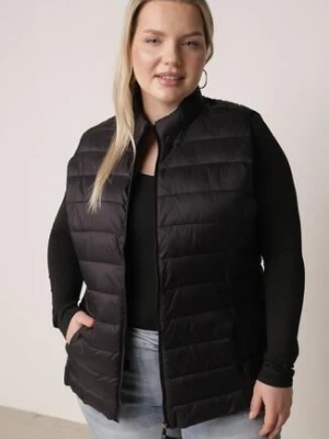 Czarna Pikowana Kamizelka Przejściowa ze Stójką Edanwen