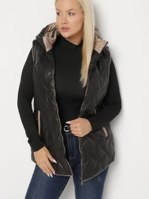 Czarna Pikowana Kamizelka z Odpinanym Kapturem Rilanisa swest