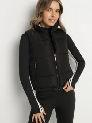 Czarna Pikowana Kamizelka z Ozdobną Podszewką Olianela j.style