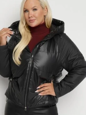 Czarna Pikowana Kurtka o Pudełkowym Kroju z Szerokim Kołnierzem Evindas rosse line