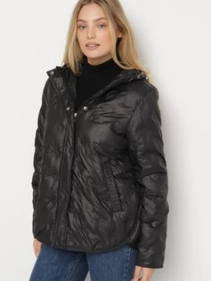 Czarna Pikowana Kurtka Przejściowa z Kapturem Arivitte bh forever