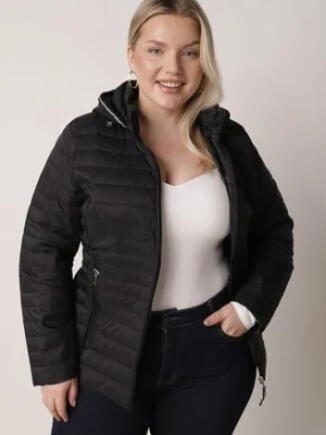 Czarna Pikowana Kurtka Przejściowa z Odpinanym Kapturem Tidesse mhm