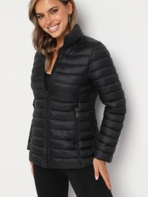 Czarna Pikowana Kurtka z Kieszeniami Zapinanymi na Zamek Błyskawiczny Mivindra j.style