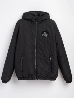 Zdjęcie produktu Czarna pikowana kurtka z naszywką z przodu Reporter