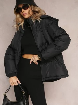 Czarna Pikowana Kurtka z Odpinanym Kapturem Lucane j.style