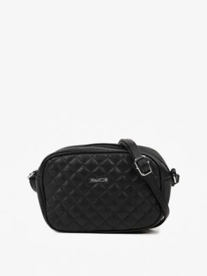 Czarna Pikowana Torebka Listonoszka Ozdobiona Napisem Silanire francis