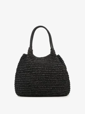 Czarna Plażowa Torebka Shopper z Plecionki Meriela