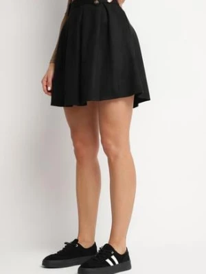 Czarna Plisowana Spódnica z Imitacji Zamszu o Rozkloszowanym Kroju Deorani sophyline