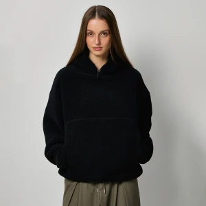 Czarna polarowa bluza z kapturem kominiarką House