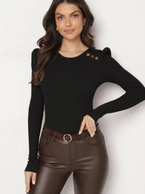 Czarna Prążkowana Bluzka z Bawełny Ozdobiona Guzikami Rellemi las garras