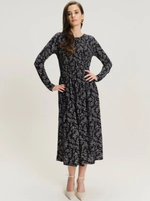 Czarna printowana sukienka midi Greenpoint
