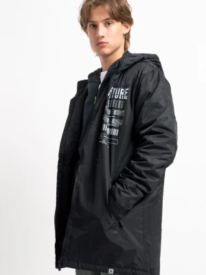 Czarna przedłużana lekko ocieplana kurtka typu parka Reporter