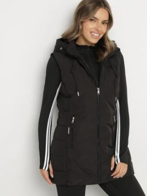 Czarna Przejściowa Kamizelka o Taliowanym Kroju z Kapturem Olendra romee's