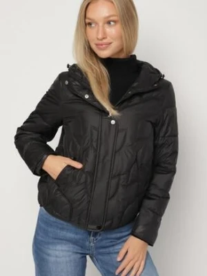 Czarna Przejściowa Kurtka z Oryginalnym Pikowaniem i Kapturem Aruvitte bh forever