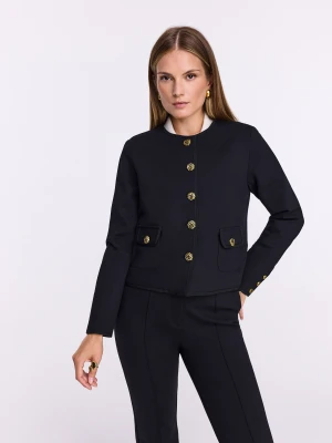 Czarna pudełkowa marynarka ze złotymi guzikami TARANKO