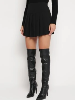 Czarna Rozkloszowana Spódnica Mini z Plisami Kimby fashion station