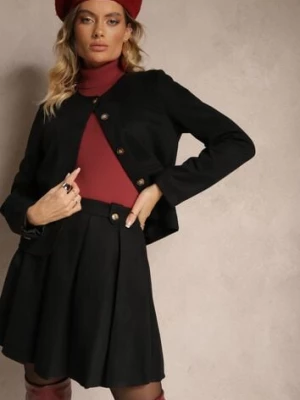 Czarna Rozkloszowana Spódnica z Ekozamszu z Plisami w Stylu Preppy Sealia sophyline