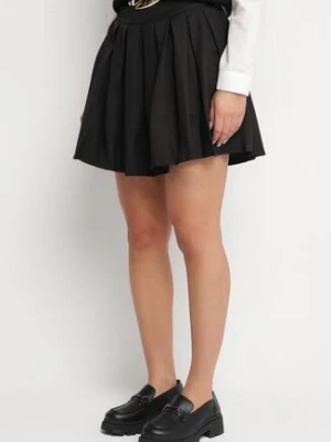 Czarna Rozkloszowana Spódnica z Szortami z Bawełną Wiskozą i Paskiem Belissa elsa.m by may