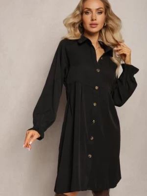 Czarna Rozkloszowana Sukienka Koszulowa Mini Nofexi unigirl