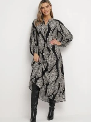 Czarna Rozkloszowana Sukienka Maxi z Trójkątnym Dekoltem Chetan bisou's project