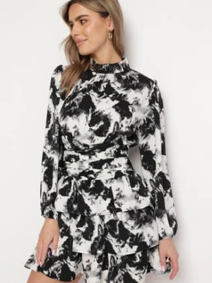 Czarna Rozkloszowana Sukienka Mini z Ozdobnym Marszczeniem Mimizari retro & icone