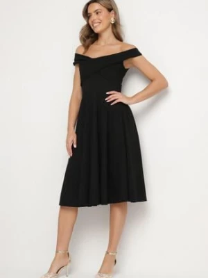 Czarna Rozkloszowana Sukienka Typu Hiszpanka Olorea