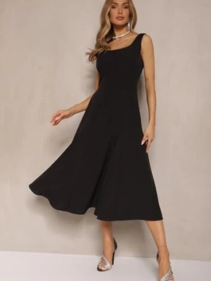 Czarna Rozkloszowana Sukienka w Klasycznym Stylu Deslene new collection
