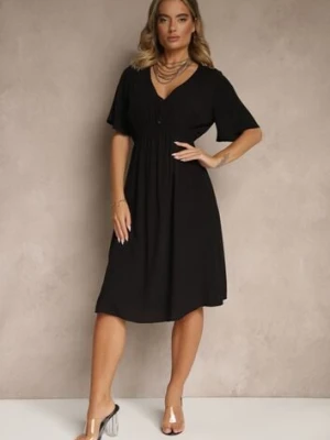 Czarna Rozkloszowana Sukienka z Bawełnianej Tkaniny Lirioneae defox