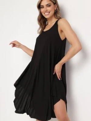 Czarna Rozkloszowana Sukienka z Bawełny Tesaxelle defox