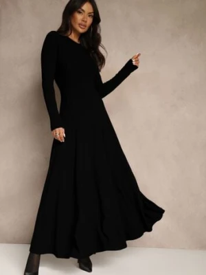 Czarna Rozkloszowana Sukienka z Bawełny Tusmala by swan