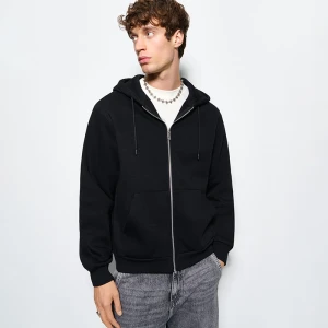 Czarna rozpinana bluza basic z kapturem House