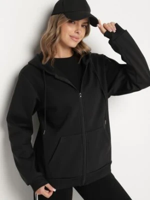 Czarna Rozpinana Bluza z Bawełną i Kapturem Typu Oversize Diosa swest