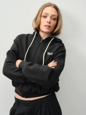 CZARNA ROZPINANA BLUZA Z KAPTUREM AMERICAN VINTAGE