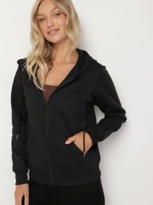 Czarna Rozpinana Bluza z Kapturem Bawełną i Sznurkami Viltara swest