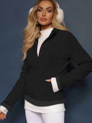 Czarna Rozpinana Bluza z Weluru Asinya