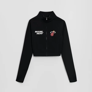 Czarna rozpinana bluza ze stójką i nadrukiem Miami Heat House