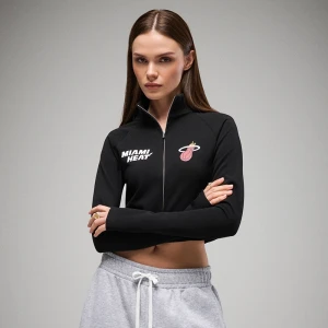 Czarna rozpinana bluza ze stójką i nadrukiem Miami Heat House