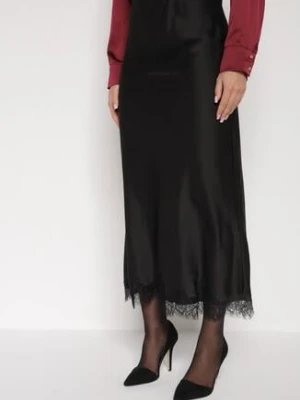 Czarna Satynowa Spódnica z Koronkowym Zdobieniem Silfera bisou's project