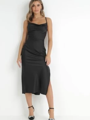 Czarna Satynowa Sukienka Salassea vices